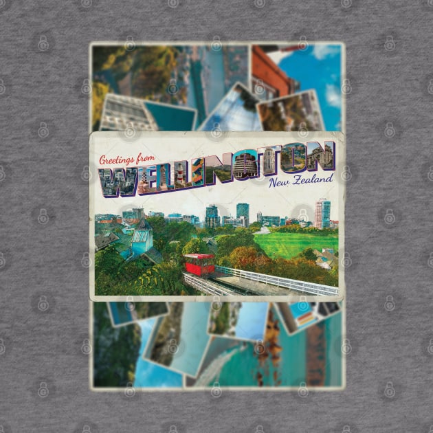 Greetings from Wellington in New Zealand Vintage style retro souvenir by DesignerPropo